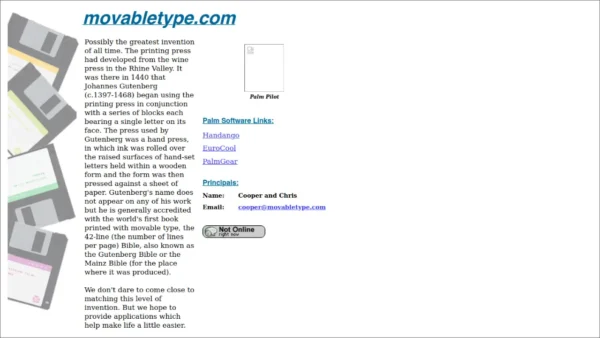 screenshot of MovableType.com taken in 2002