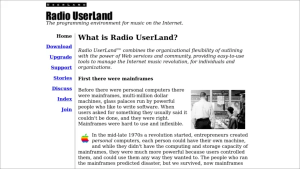 screenshot of Radio Userland from 2000