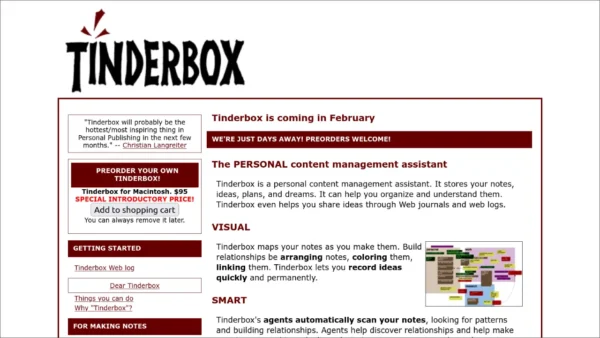 screenshot of Tinderbox from 2002